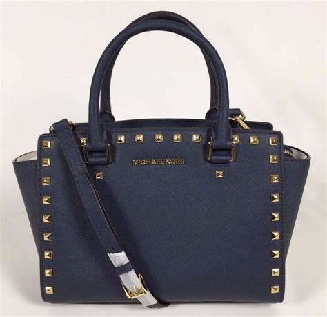 michael kors navy blue selma dome shaped handbag medium|Michael Kors selma studded.